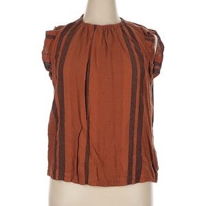 cloth & stone Rust and Dark Brown Striped Cap-Sleeve Blouse
